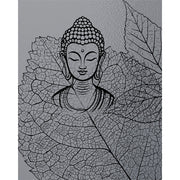 Bodhi Buddha Serenity glass film pattern in grey and black, full design view